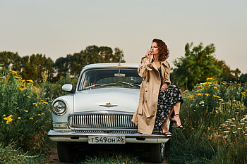 Girl and the car, smoke, Girl, car, classy HD wallpaper