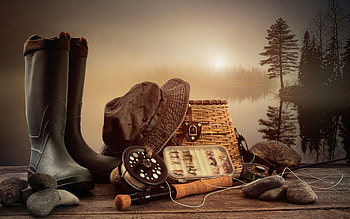 Miscellanea, Miscellaneous, Basket, Hat, Footwear, Rod, Fishing, Hooks, Fishing Rod, Tackle HD wallpaper