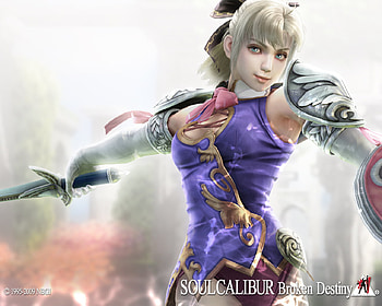 Cassandra, sword, blue eyes, soul calibur, girl, soul calibur 4, armor, fantasy warrior, broken destiny, anime, fantasy, video game, original HD wallpaper