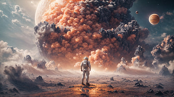 Astronaut On an Alien Planet, astronaut, Alien Planet, moon, space, universe HD wallpaper