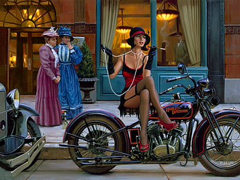 Women of Harley, the good old days!, harleys, motorcycles, bikes, chopper HD wallpaper