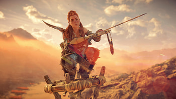 Aloy is lurking in the desert, Horizon Forbidden West, Aloy (Horizon Series), PlayStation 5 HD wallpaper