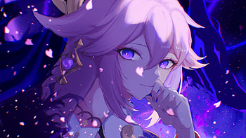 Purple Eyes Purple Hair Yae Miko Guuji Genshin Impact HD wallpaper