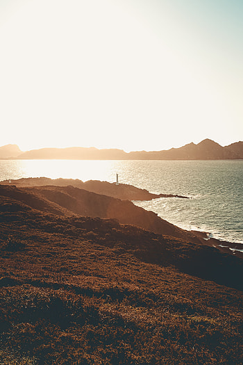 Sea, Nature, Shore, Bank, Hills, Lighthouse, Sunlight HD phone wallpaper