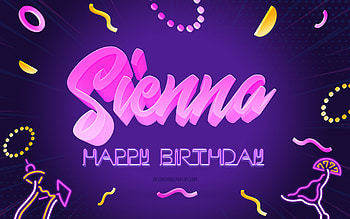 Happy Birtay Sienna, , Purple Party Background, Sienna, creative art, Happy Sienna birtay, Sienna name, Sienna Birtay, Birtay Party Background HD wallpaper