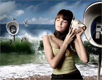 call, sea, waves, birds, girl, woman, female, beach HD wallpaper