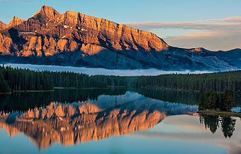 Two Jack Lake, reflection, mountains, lake, nature, canada HD wallpaper