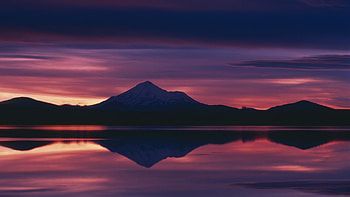 Calm Nature, nature, mountains, pink, sky HD wallpaper