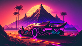 Synthwave Sports Car, synthwave, artist, artwork, digital-art HD wallpaper