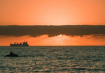 Amazing Sunset, sea, ship, ocean, cloud HD wallpaper