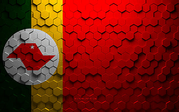 Flag of Barretos, honeycomb art, Barretos hexagons flag, Barretos, 3d hexagons art, Barretos flag HD wallpaper