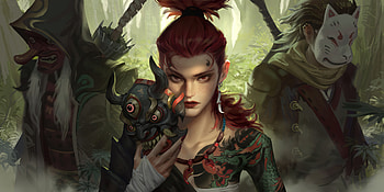 Jungle Warrior Mask Girl , warrior, forest, mask, artist, artwork, digital-art, artstation HD wallpaper