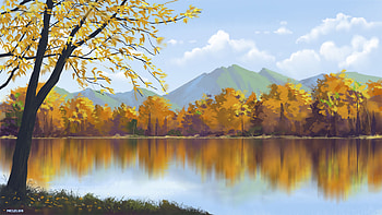 Anime Lake, anime, lake, nature HD wallpaper