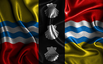 Bedfordshire flag, , silk wavy flags, english counties, Flag of Bedfordshire, fabric flags, 3D art, Bedfordshire, Europe, Counties of England, Bedfordshire 3D flag, England HD wallpaper