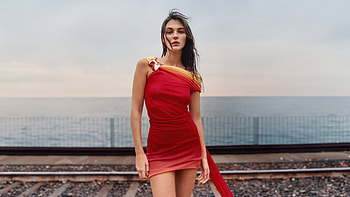 Vittoria Ceretti Us Elle 2024, vittoria-ceretti, girls, red-dress, model, celebrities HD wallpaper