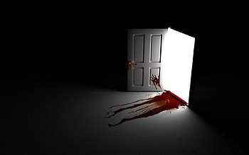 Horror-door, black, door, 3d, horror, blood HD wallpaper