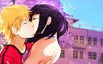 Naruto Shippuuden, Manga, Anime, Uzumaki Naruto, Hyuuga Hinata, Kissing, Cherry Blossom / and Mobile Backgrounds HD wallpaper