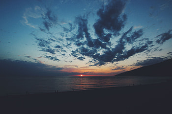 Nature, Sunset, Sea, Clouds, Shore, Bank HD wallpaper