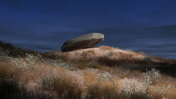 The Lonely Rock Chrome Os Dark, chrome-os, rocks, nature HD wallpaper