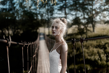White Dress Girl On Bridge Pass , white-dress, girls, model HD wallpaper
