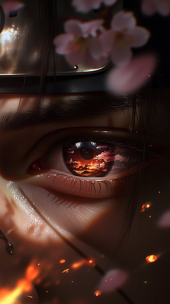 Naruto, Itachi Uchiha, Anime Eyes, reflection HD phone wallpaper