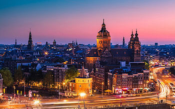 Amsterdam Skyline, Noord Holland, Aerial graphy, Cathedral HD wallpaper
