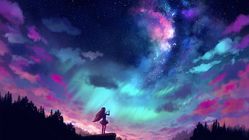 Catching The Stars, anime-girl, anime, artist, artwork, digital-art, deviantart HD wallpaper