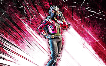 Riley, grunge art, Fortnite Battle Royale, Fortnite characters, purple abstract rays, Riley Skin, Fortnite, Riley Fortnite HD wallpaper