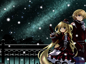 Anime couple, anime, drawing, couple, sky, girl HD wallpaper