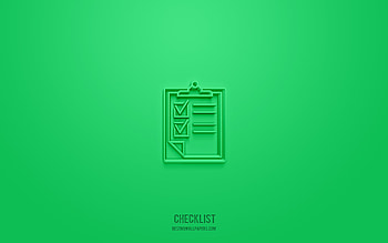 Checklist 3d icon, green background, 3d symbols, Checklist, business icons, 3d icons, Checklist sign, business 3d icons HD wallpaper