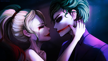 Harley Quinn Joker Valentine Fantasy, harley-quinn, joker, supervillain, artist, artwork, digital-art, deviantart HD wallpaper