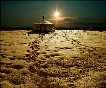 1642 - Party Time In Siberia, nomadic, sand, hut, clouds, sky, skins, yurt, sun HD wallpaper