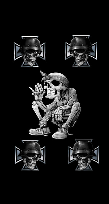 iron cross, smoking, skull HD phone wallpaper