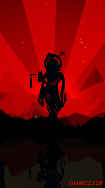 krishna silhouette black and red – Ghantee, Krishna Black HD phone wallpaper