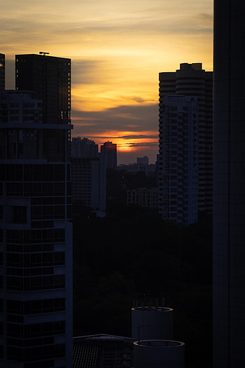 Cities, Sunset, Sun, City, Building HD phone wallpaper