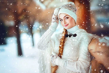 Beauty, winter, white, model, blonde, girl, olga boyko, orange, woman, snow HD wallpaper
