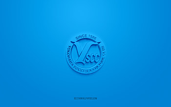 YSCC Yokohama, creative 3D logo, blue background, J3 League, 3d emblem, Japan Football Club, Yokohama, Japan, 3d art, football, YSCC Yokohama 3d logo HD wallpaper