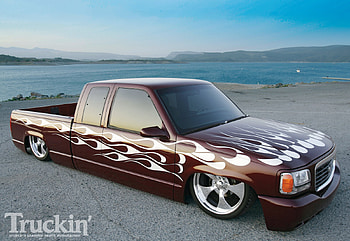 Sierra, gmc, lowered, white flames, truck HD wallpaper