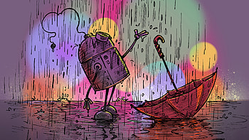 Raint Not So Bad , robot, rain, artist, artwork, digital-art, deviantart HD wallpaper