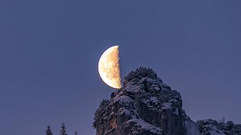 Moon Over The Bavarian Alps , moon, mountains, nature, alps HD wallpaper