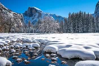 Yosemite Nat'l. Park, California, snow, trees, nature, mountains, usa HD wallpaper