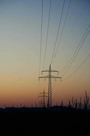 Nature, Grass, Twilight, Dusk, Design, Wires, Wire, Constructions HD phone wallpaper