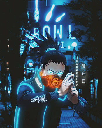 CyberShado - Shikamaru, naruto, cyber, blue, shadow, neon, cyberpunk, dark, anime, neoncity HD phone wallpaper