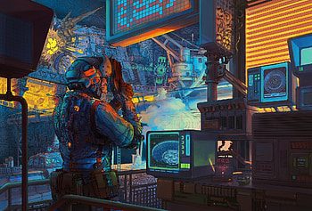 Retro Lab Scifi Artwork, artist, digital-art, scifi, artwork HD wallpaper