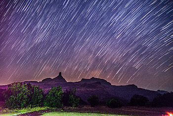 Falls, sky, night, landscape, mountains, nature HD wallpaper