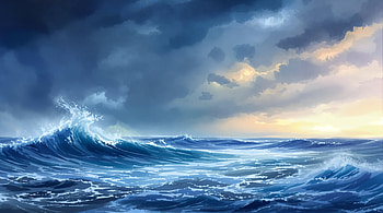 ocean storm, wave, ocean, sea, seascape, Ocean Waves HD wallpaper