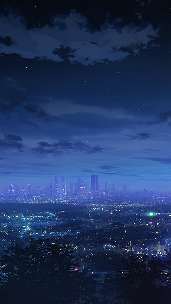 View of City at Night, night, Anime, city, anime night, anime city HD phone wallpaper