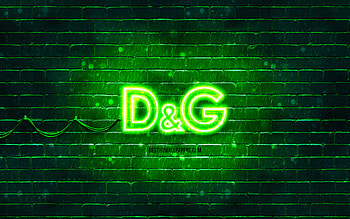 Dolce Gabbana green logo, , green brickwall, Dolce Gabbana logo, brands, Dolce Gabbana neon logo, Dolce Gabbana HD wallpaper