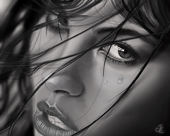Girl, jamie campbell, white, black, art, face, bw HD wallpaper