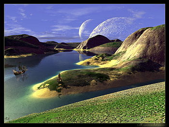 Arguere Omens, sea, planet, fantasy, art HD wallpaper